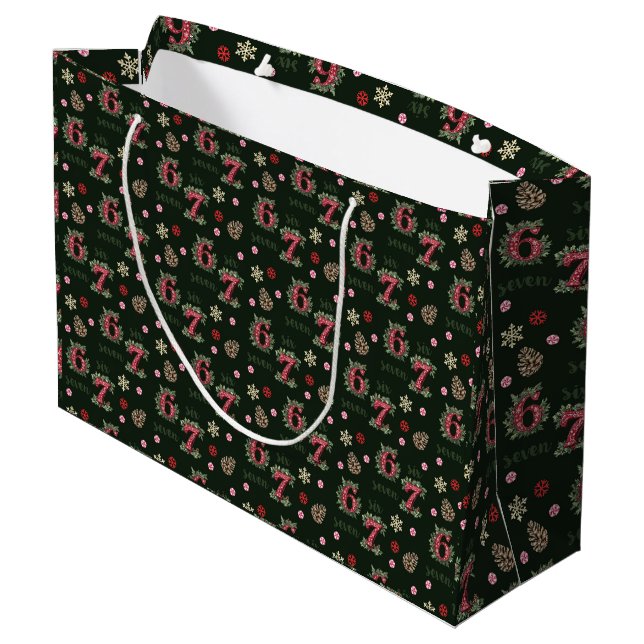 67 Weihnachtsgeschenktasche Six Seven Geschenkverp Große Geschenktüte (Rückseite Schrägansicht)