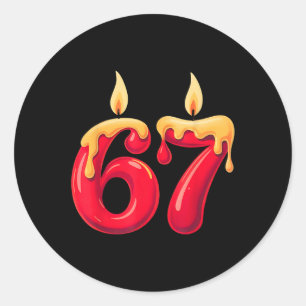 67 Weihnachtskerzen  Runder Aufkleber