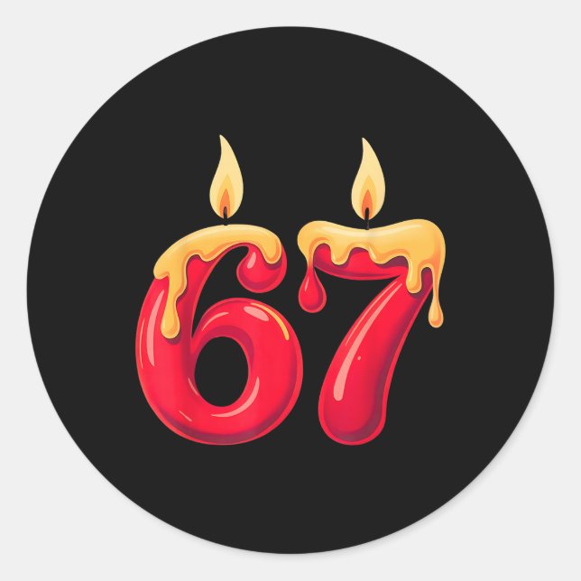 67 Weihnachtskerzen  Runder Aufkleber (Vorderseite)