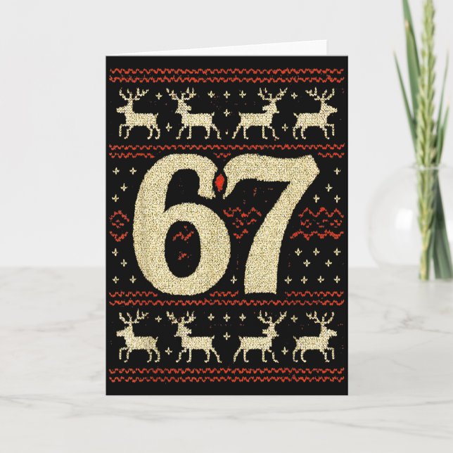 67 Weihnachtspullover Hässlich 6 7 Meme Sechs Sieb Karte (Vorderseite)