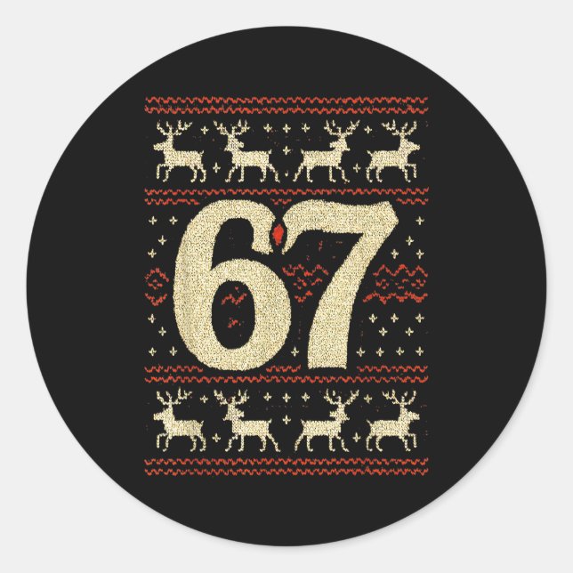 67 Weihnachtspullover Hässlich 6 7 Meme Six Seven  Runder Aufkleber (Vorderseite)