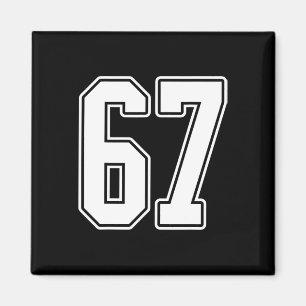 #67 White Kontur Number 67 Sports Fan Jersey Styl Magnet
