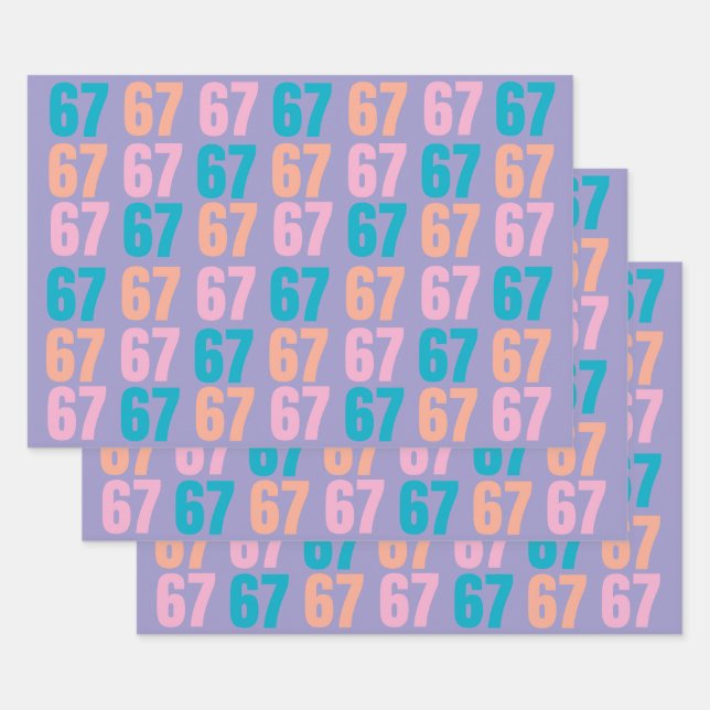 67 Wrapping Paper Flat Sheet Set of 3 Geschenkpapier Set (Set)