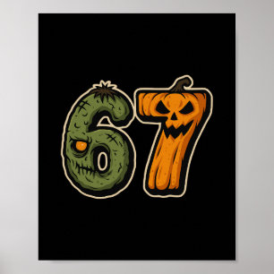67 Zombie-Kürbis Six Seven Halloween-Meme  Poster