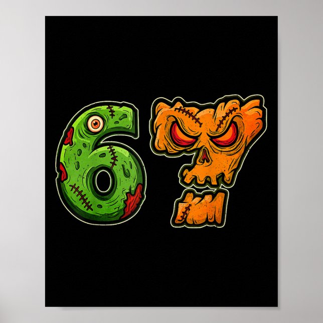 67 Zombie Pumpkin Six Sieben Halloween Mem Kostüm Poster (Vorne)