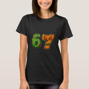 67 Zombie Pumpkin Six Sieben Halloween Mem Kostüm T-Shirt