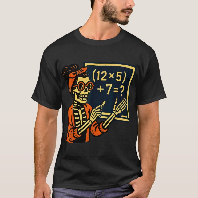 67eacher Halloween Skeleton Si Seven Meme Brainrot T-Shirt (Vorderseite)