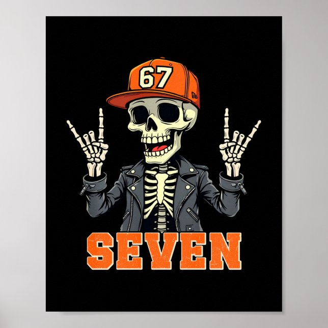 67endy Skeleton – 67 Six Seven Halloween 7 Long Sl Poster (Vorne)