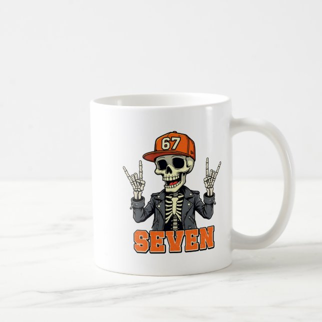 67endy Skeleton - 67 Six Sieben Halloween 7 Long S Kaffeetasse (Rechts)