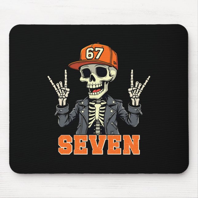 67endy Skeleton - 67 Six Sieben Halloween 7 Long S Mousepad (Vorne)