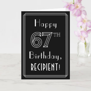 67th Birthday: Art Deco Style # 67 & Custom Name Karte