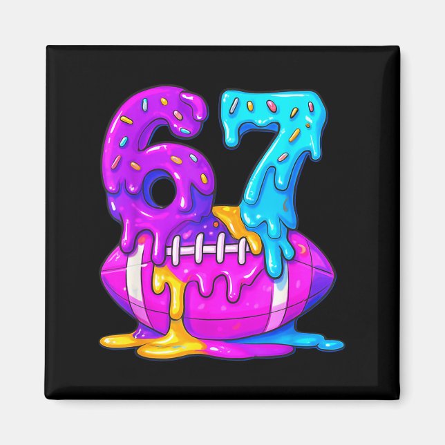 67th Birthday Ice Cream American Football Drip 6 7 Magnet (Vorne)