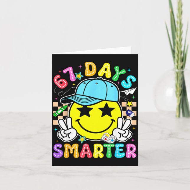 67th Day Of School 67 Days Smarter Teacher Boy Gir Karte (Vorderseite)