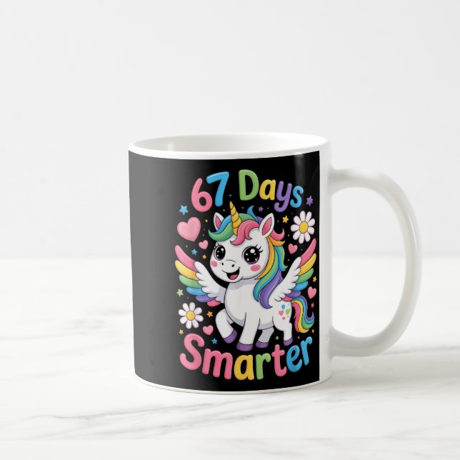 67th Day Of School 67 Days Smarter Unicorn Teacher Kaffeetasse (Rechts)
