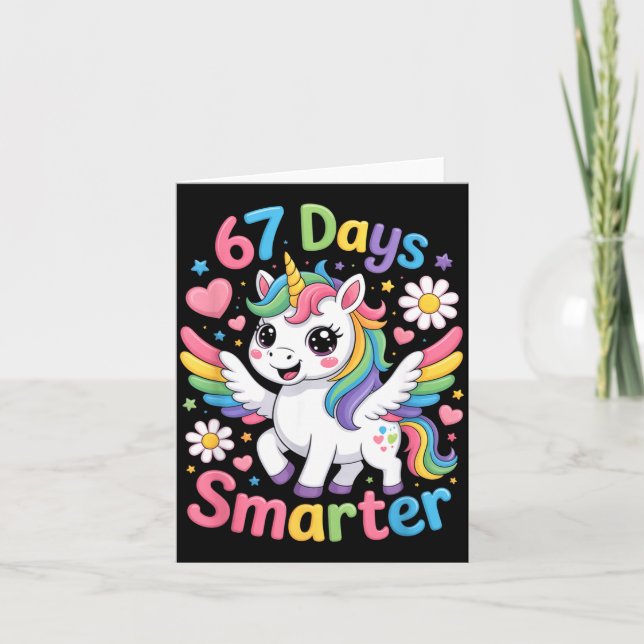 67th Day Of School 67 Days Smarter Unicorn Teacher Karte (Vorderseite)