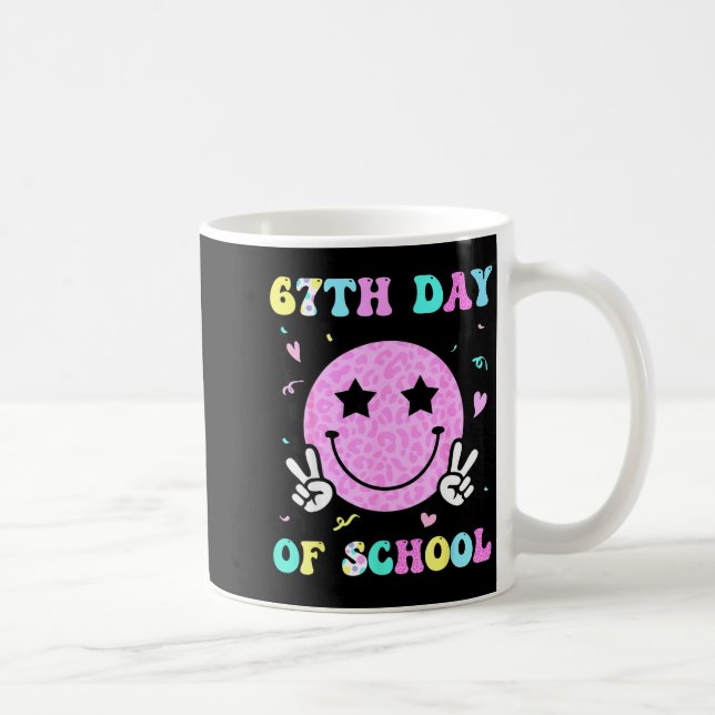 67th Day Of School Smile Face Six Seven Meme Girls Kaffeetasse (Rechts)