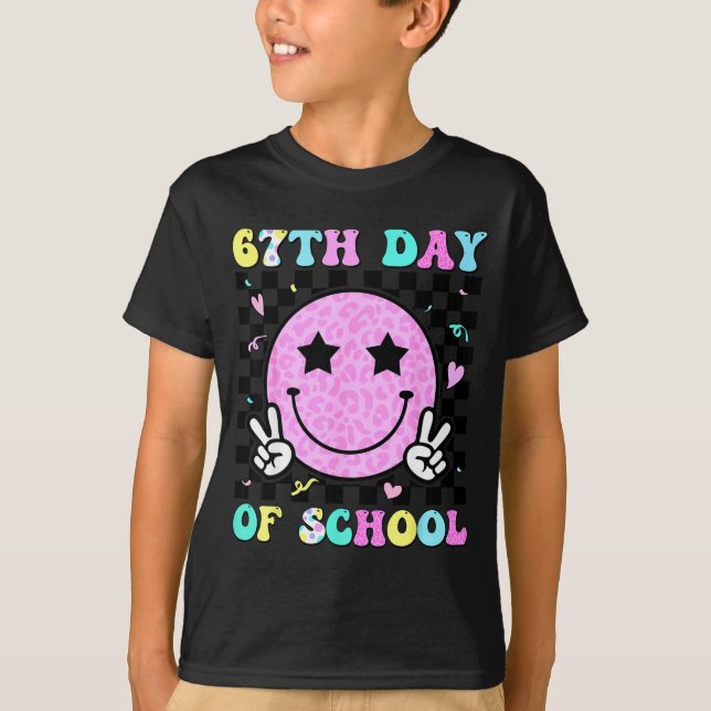 67th Day Of School Smile Face Six Seven Meme Girls T-Shirt (Vorderseite)