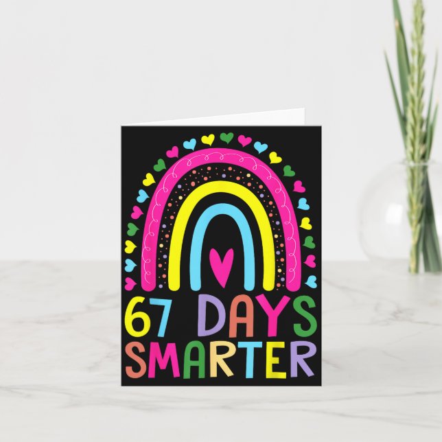67th Day Of School Teacher 67 Days Smarter Rainbow Karte (Vorderseite)