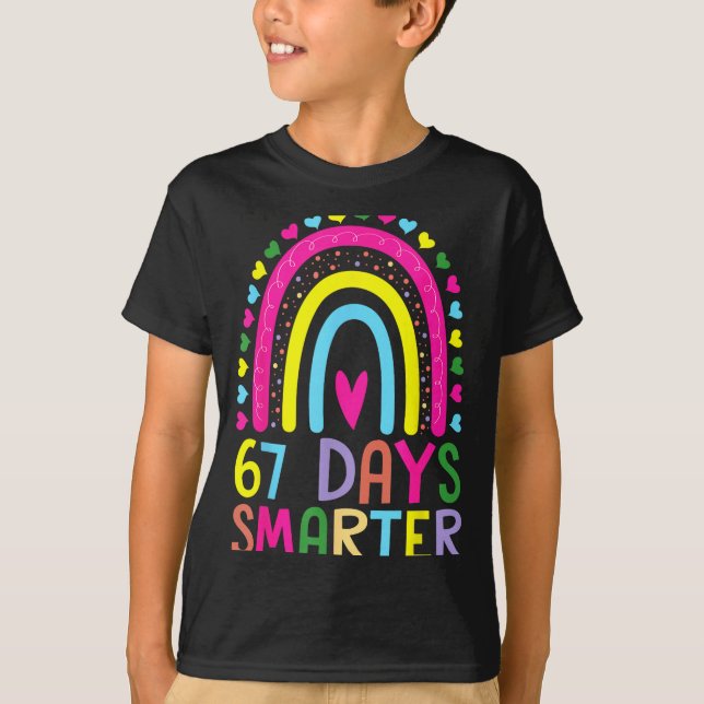 67th Day Of School Teacher 67 Days Smarter Rainbow T-Shirt (Vorderseite)