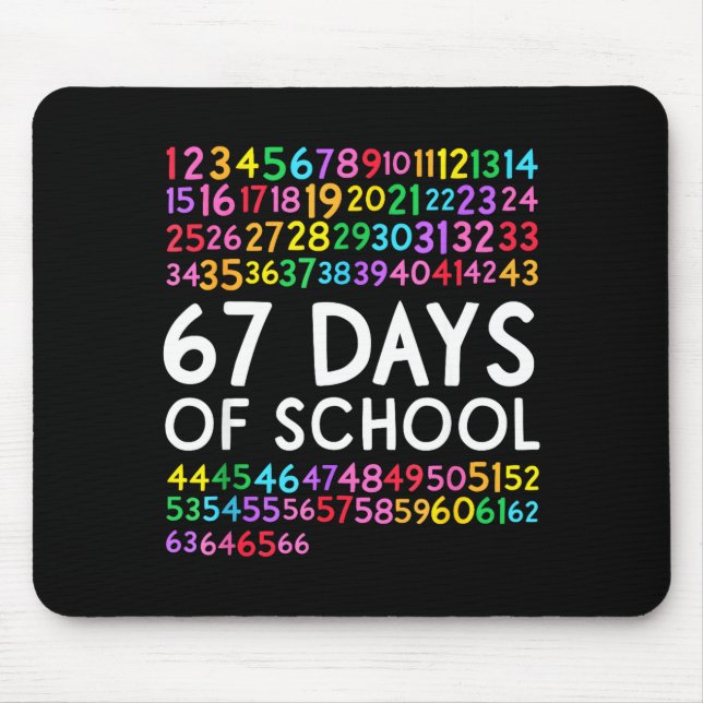 67th Day Of School Teacher Kids 67 Math Numbers 10 Mousepad (Vorne)