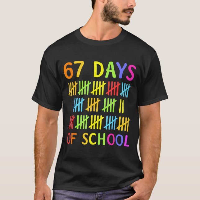 67th Day Of School Teacher Kids 67 Math Numbers 10 T-Shirt (Vorderseite)