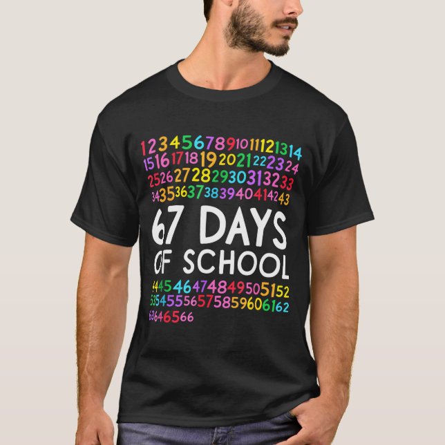 67th Day Of School Teacher Kids 67 Math Numbers 10 T-Shirt (Vorderseite)