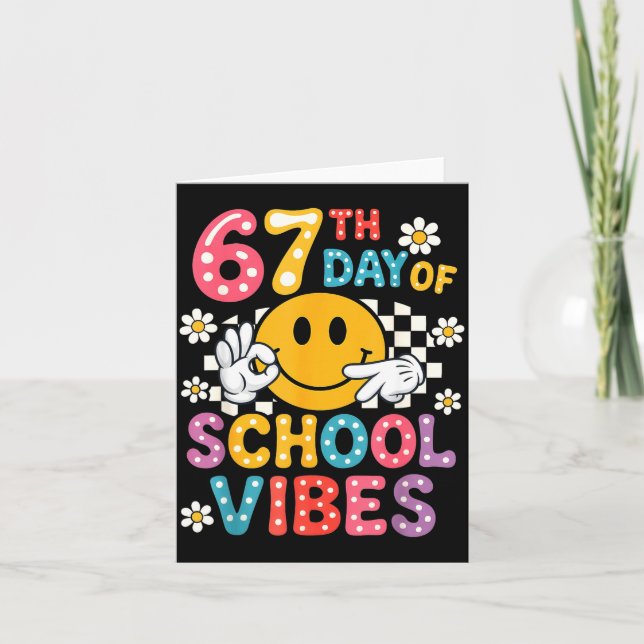 67th Day Of School Vibes 67 Meme Cute Smile Face T Karte (Vorderseite)