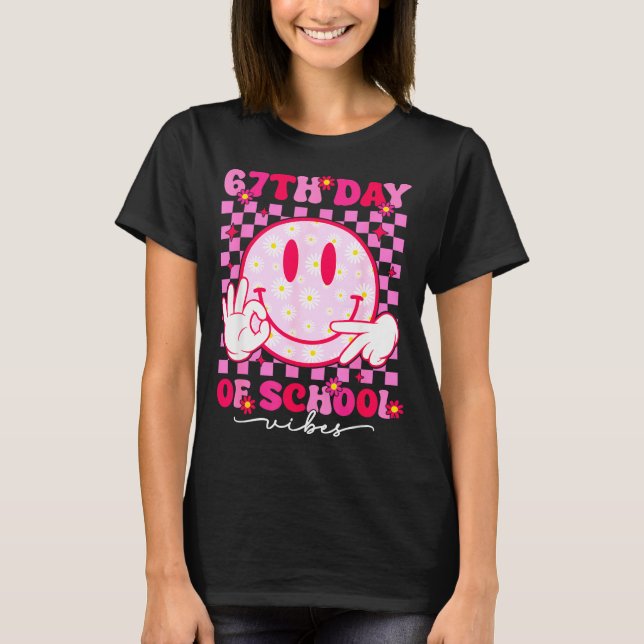 67th Day Of School Vibes 67 Meme Cute Smile Face T T-Shirt (Vorderseite)