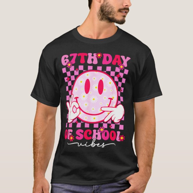 67th Day Of School Vibes 67 Meme Cute Smile Face T T-Shirt (Vorderseite)