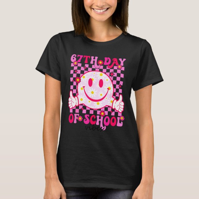 67th Day Of School Vibes 67 Meme Cute Smile Face T T-Shirt (Vorderseite)