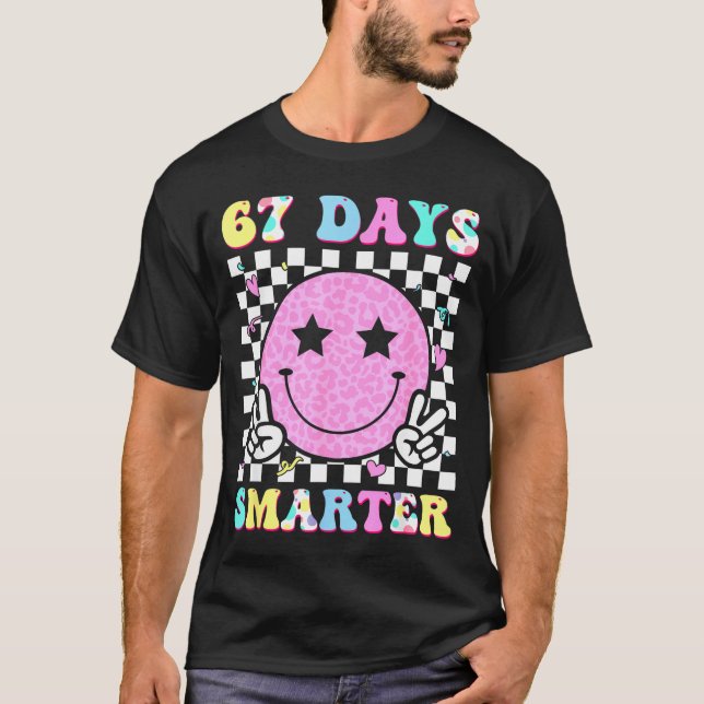 67th Days Smarter Smile Face 67 Days School Teache T-Shirt (Vorderseite)