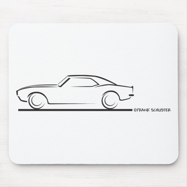 68 Camaro Hardtop Schwarz Mousepad (Vorne)