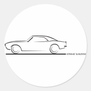 68 Camaro Hardtop Schwarz Runder Aufkleber