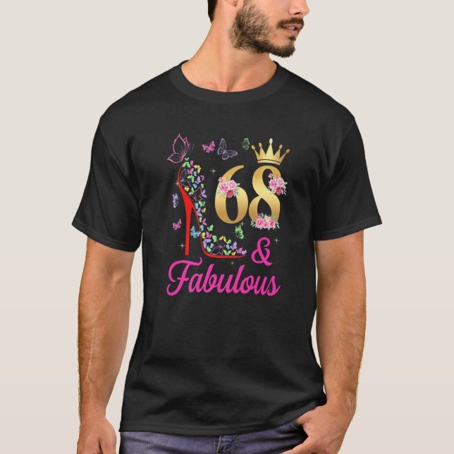 68 & Fabulous 68 Years Old 68 th Bday Butterflies  T-Shirt (Vorderseite)