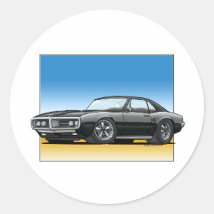 68 Firebird SCHWARZES Runder Aufkleber