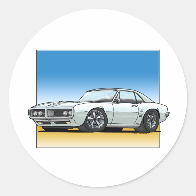 68_Firebird_WHITE Runder Aufkleber (Vorderseite)
