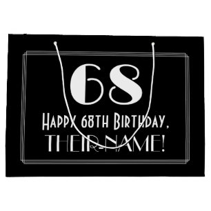 68. Geburtstag: Art Deco Inspiriert Stil "68", Nam Große Geschenktüte