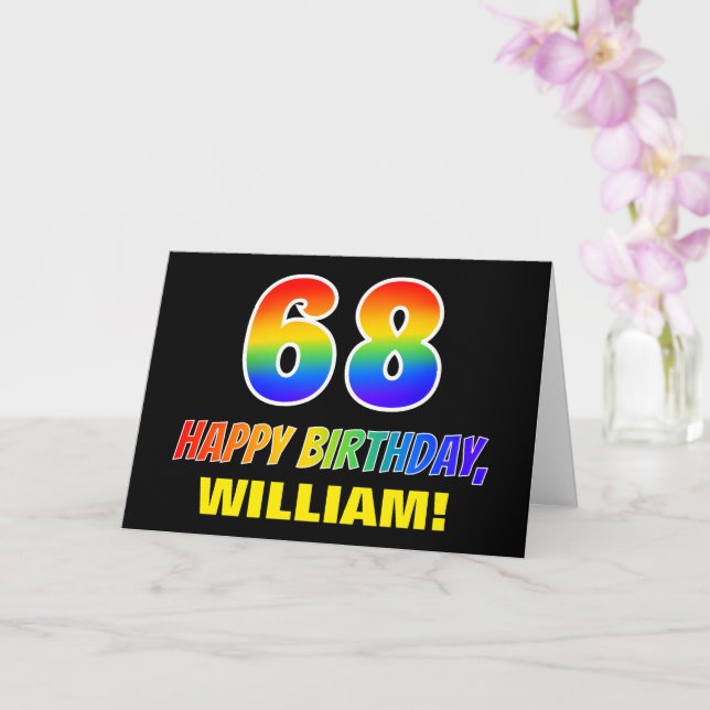 68. Geburtstag: Bold, Fun, Simple, Rainbow 68 Karte (Orchidee)