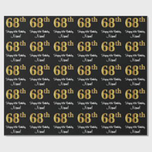 68. Geburtstag: Elegante Luxuriöse Imitate Gold Lo Geschenkpapier