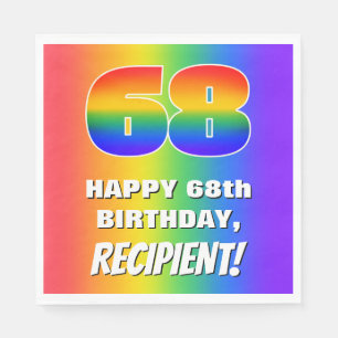 68. Geburtstag: Farbiges, lustiges Regenbogenmuste Serviette
