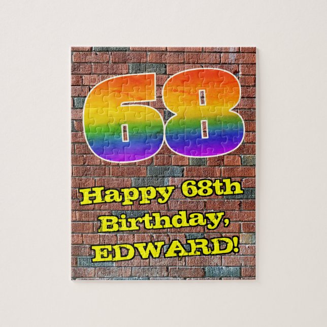 68. Geburtstag: Fun Graffiti-Inspiriert Regenbogen Puzzle (Vertikal)