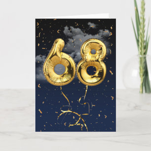 68. Geburtstag Gold Mylar Ballon und Confetti Card Karte
