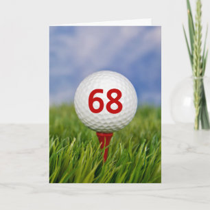 68. Geburtstag Golf Ball auf Red T-Shirt Karte