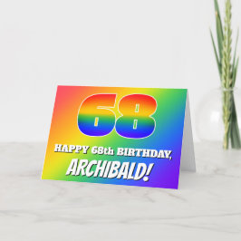 68. Geburtstag: mehrfarbiges Regenbogenmuster # 68 Karte