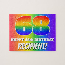68. Geburtstag — mehrfarbiges Regenbogenmuster "68 Puzzle