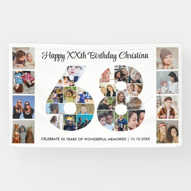 68. Geburtstagsfeier Nummer 68 Fotocollage Banner (Horizontal)