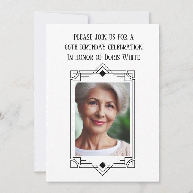 68. Geburtstagspartei Custom Foto Frame Einladung (Vorderseite)