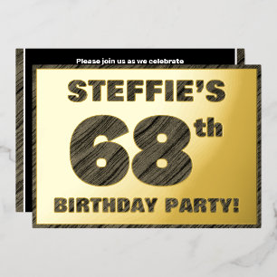 68. Geburtstagsparty — Bold, Imitate Holzkörner Te Folieneinladung