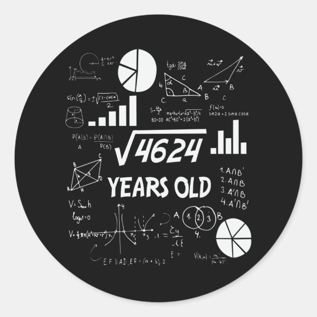 68 Jahre alter Tag Mathematiklehrer 68. Geburtstag Runder Aufkleber (Vorderseite)