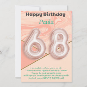 68-jährige Mädchen Happy Birthday Card